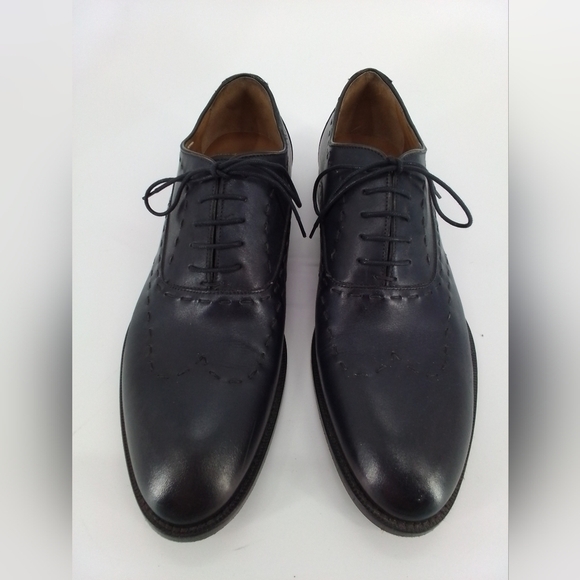 Paul Fredrick DARK NAVY Leather Dress Shoes Mens Sz 10 M Oxford BUCKSTITCH main image 4